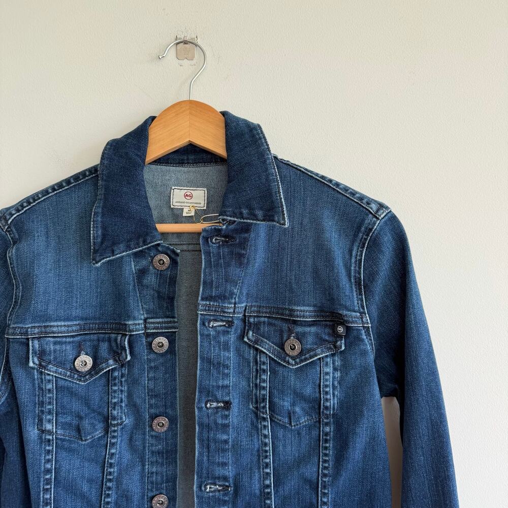 AG Adriano Goldschmied Robyn Slim Trucker Denim Jacket Dark Wash Blue M BW20567 - Picture 3 of 8